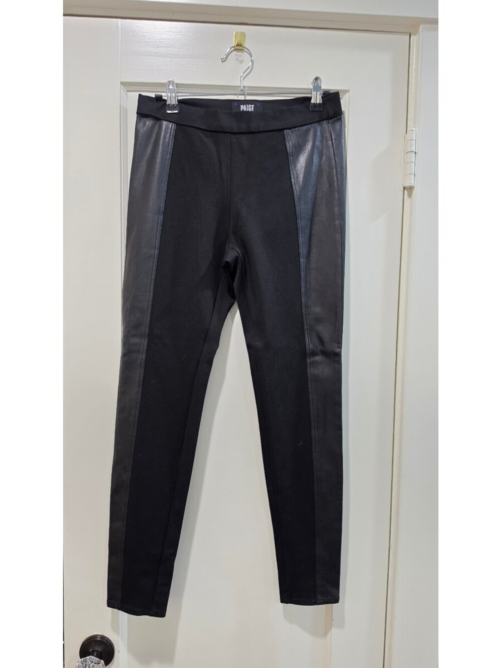 Paige Black Faux Leather Panel Leggings Size Small